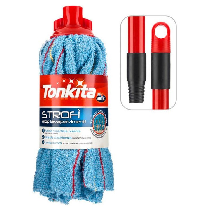 Set mop Arix, Strofi, 130cm, rosu, 45x15cm