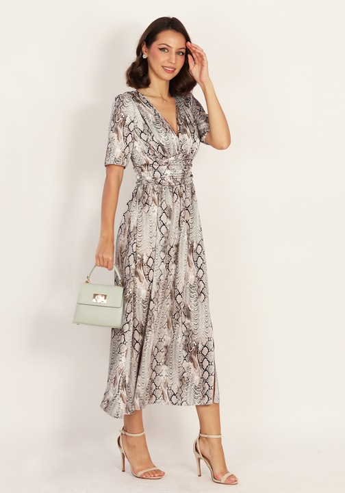 Rochie midi din satin Bej 951, Bej