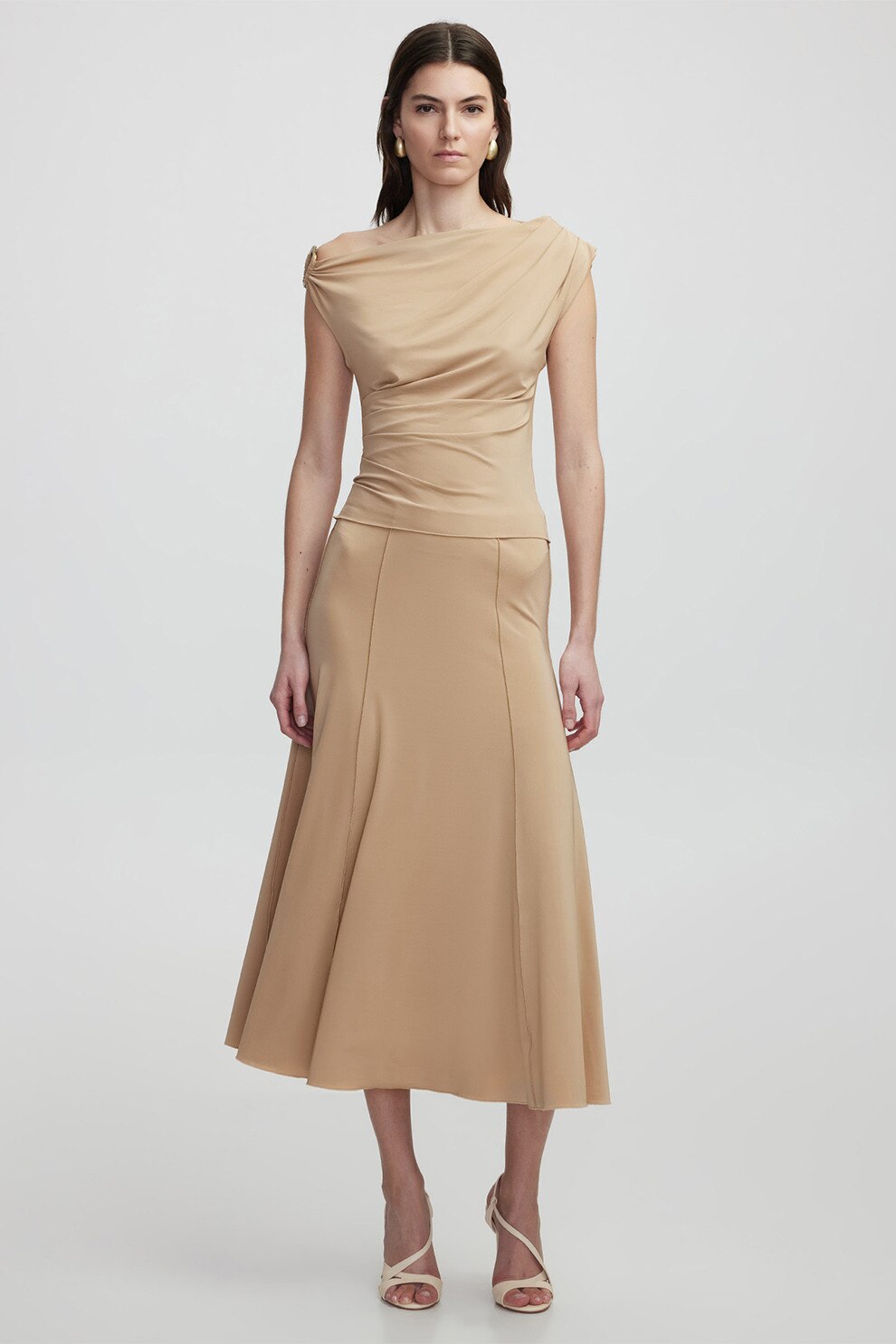 Ipekyol, Fusta midi evazata, Camel, S