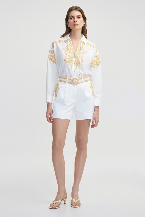 Ipekyol, Pantaloni scurti cu design brodat, Alb