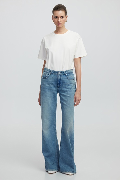 Ipekyol, Blugi cu aspect decolorat si croiala ampla, Albastru