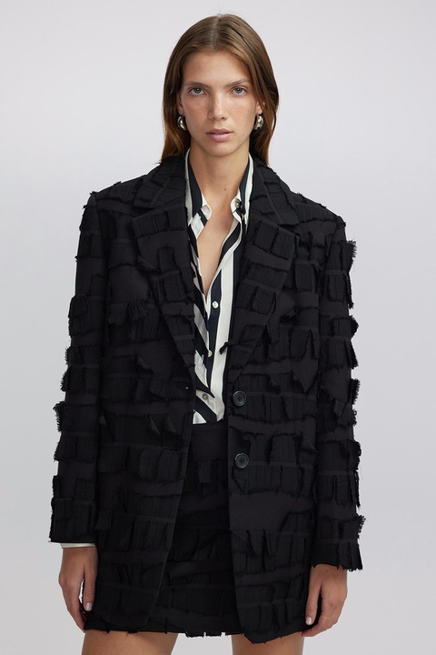 Ipekyol, Sacou texturat din amestec de bumbac, Negru