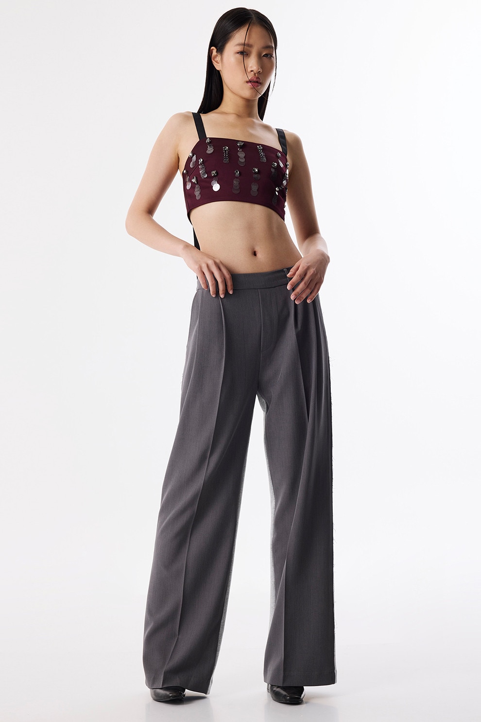 TWIST, Pantaloni cu croiala ampla, Gri cenusiu, Gri antracit, 36