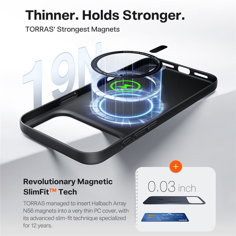 Husa pentru iPhone 17 Pro Max - Torras SlimFit MagSafe Series - Black