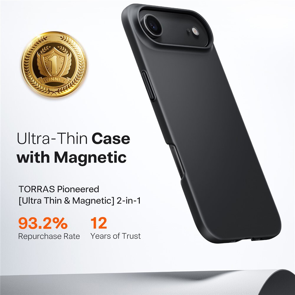 Husa pentru iPhone 17 Air - Torras SlimFit MagSafe Series - Black