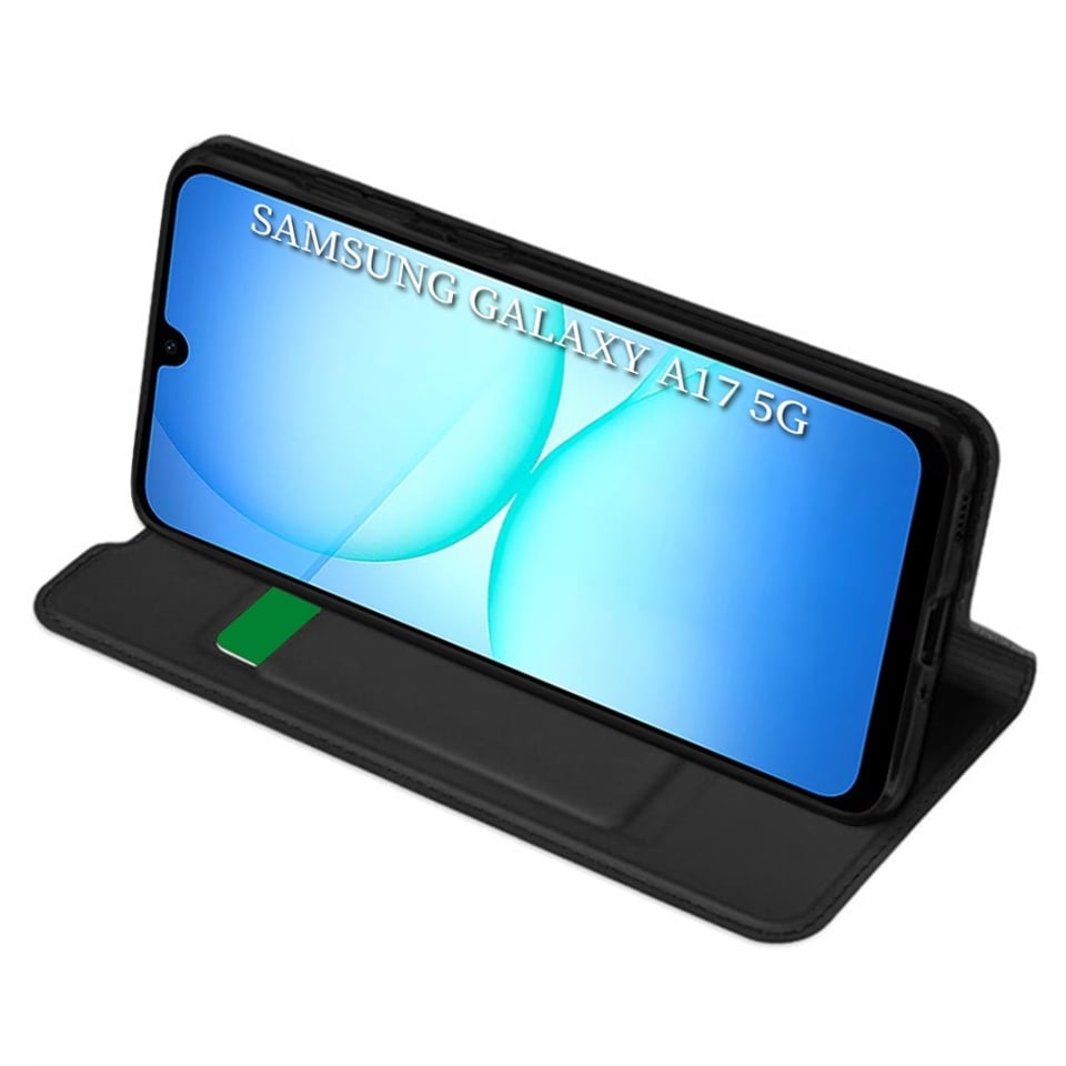 Husa pentru Samsung Galaxy A17 5G, SKYDDAR INNOVATION, Magskin Book, tip Carte cu Portofel Interior, set cu sticker, Negru