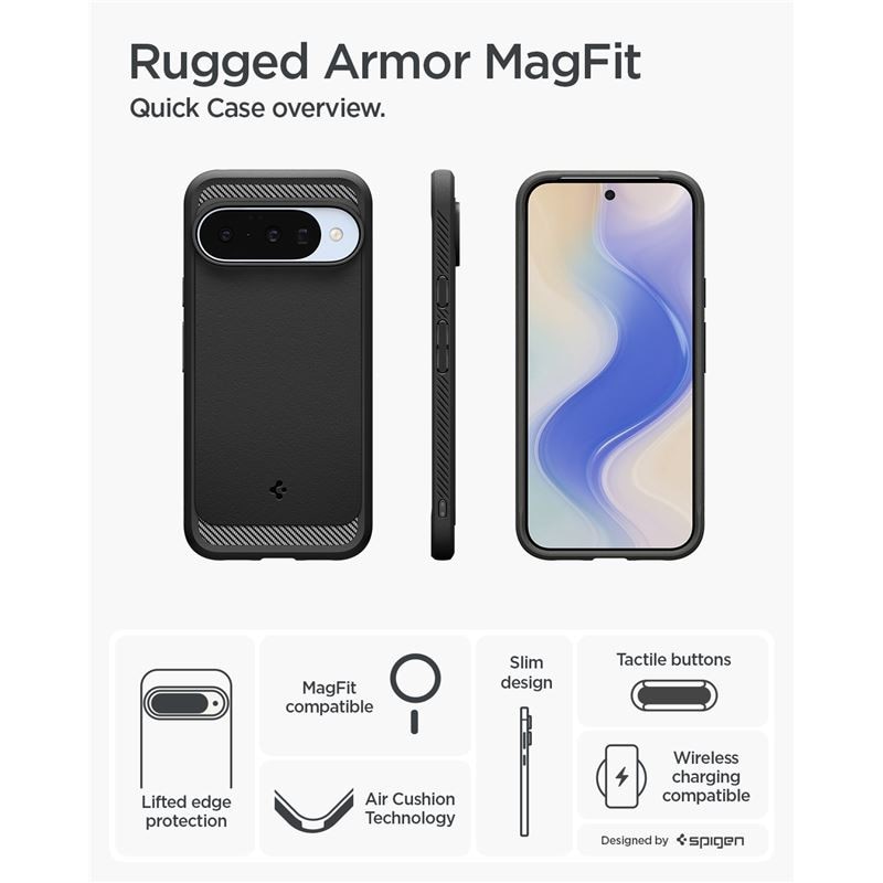 Carcasa Spigen Rugged Armor cu MagSafe compatibila cu Google Pixel 10/10 Pro, Matte Black