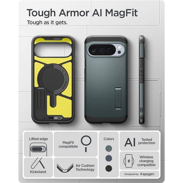 Carcasa Spigen Tough Armor cu MagSafe compatibila cu Google Pixel 10 Pro XL, Verde