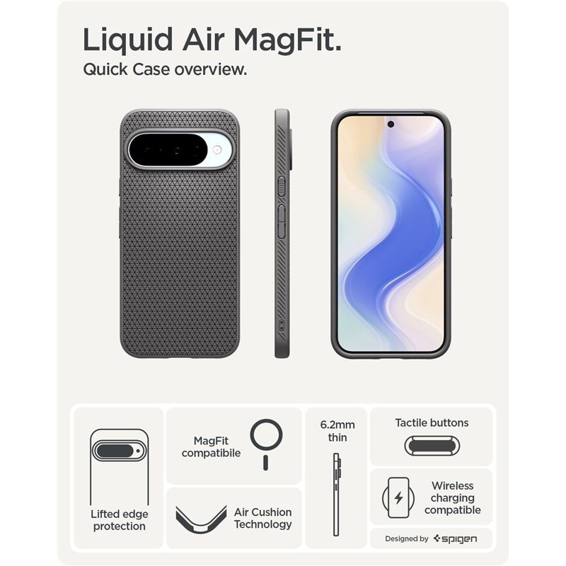 Carcasa Spigen Liquid Air cu MagSafe compatibila cu Google Pixel 10/10 Pro, Matte Gray