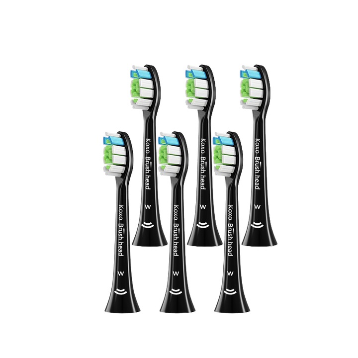Резервна глава за електрическа четка за зъби, съвместима с Philips HX3/HX6/HX9, твърди влакна, комплект от 6 броя