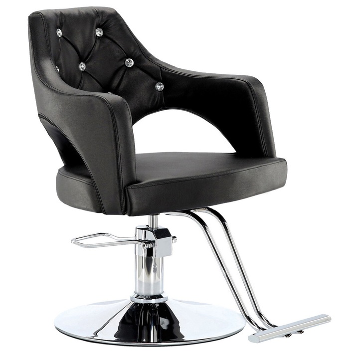 Scaun de coafat Calissimo Leia hidraulic rotativ negru, 48x48cm, suport cromat