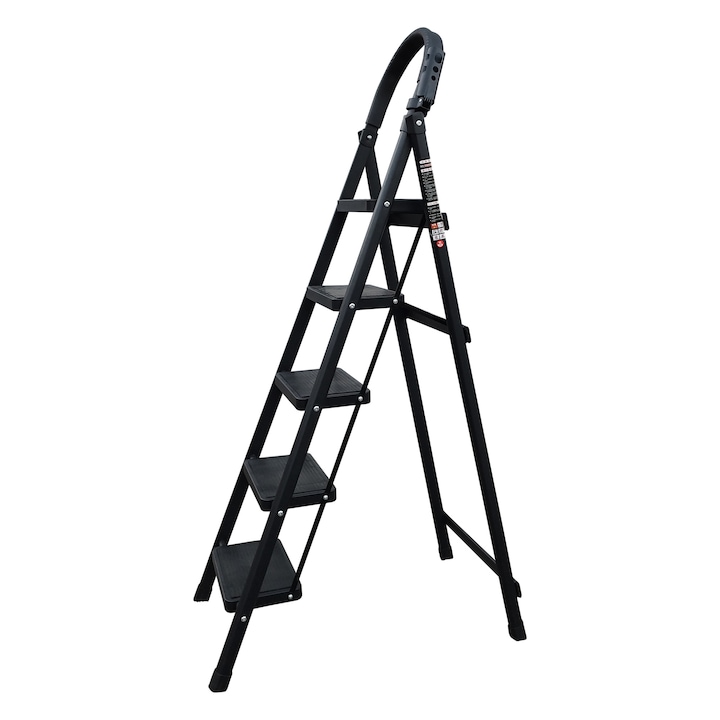 Scară de uz casnic, SLH Europe, cu 5 trepte, neagră