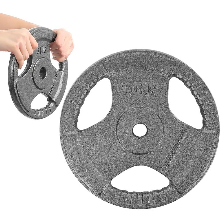 Disc haltera fonta hammertone Enero Fit, diametru gaura 26, 5 mm, 10 kg, gri