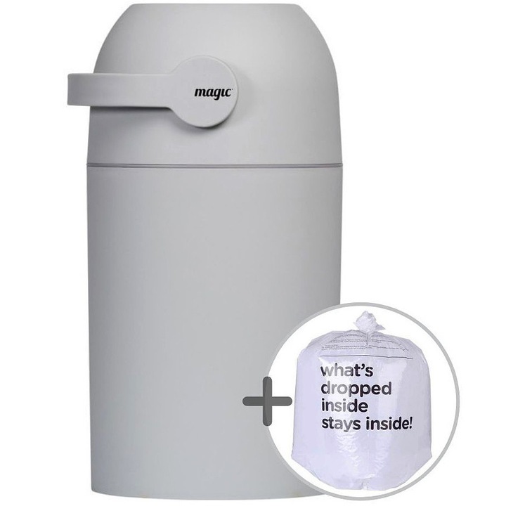 Cos de gunoi Magic Majestic - gri (pentru 25 de scutece) + saci