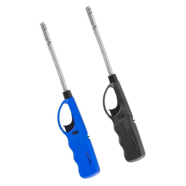 Set 2 brichete pe gaz cu gat flexibil, antivant, pentru camping, aprindere piezo, reincarcabile