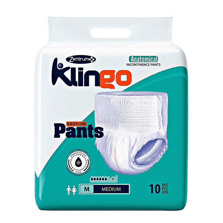 Scutece adulti tip chilot Klingo Easy-on Pants M, 10 buc