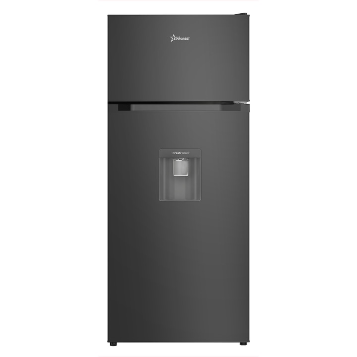 Frigider cu 2 usi STARCREST SF-203WD-BKE, 203 L, Clasa E, Dozator Apa, Iluminare LED, Termostat Ajustabil, Usi reversibile, H 145 cm, Negru