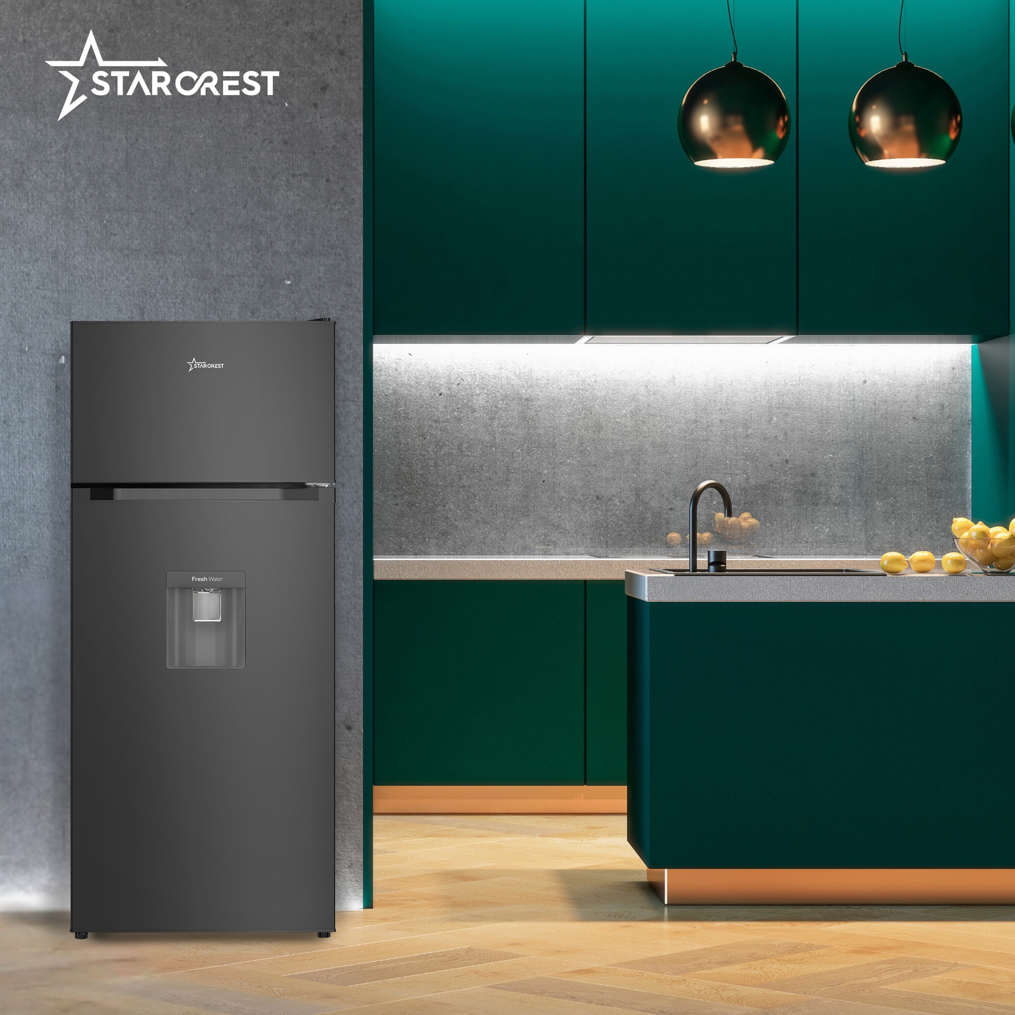 Frigider cu 2 usi STARCREST SF-203WD-BKE, 203 L, Clasa E, Dozator