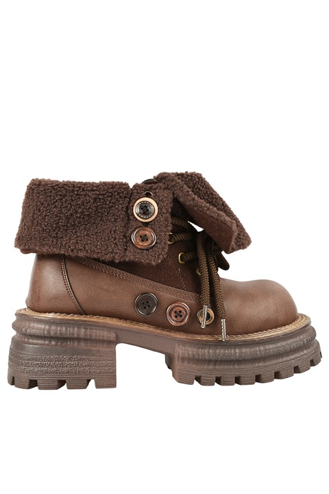 Ghete casual, dama, FEELING, 8808 maro, piele naturala 38