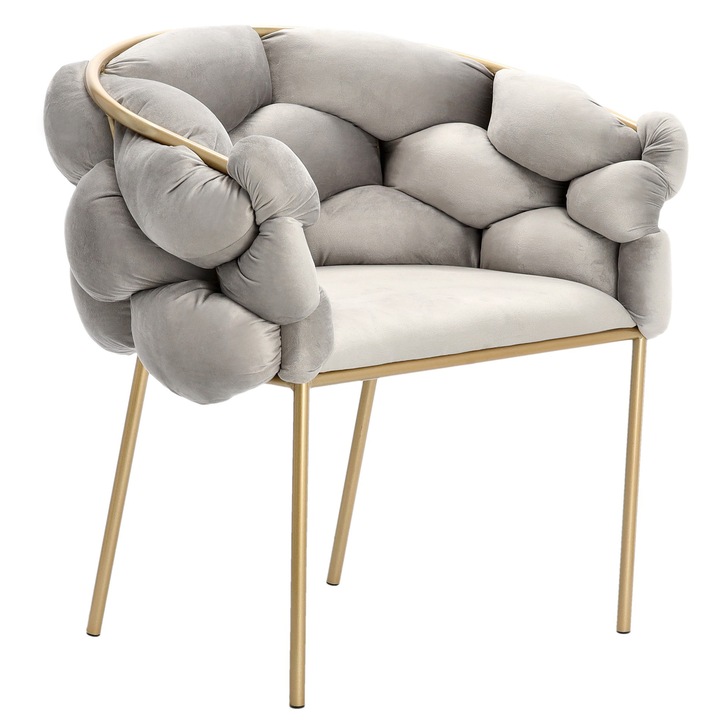 Calissimo, Fotoliu cu spatar scaun perna scaun pentru camera de zi sala de asteptare gri, ENZO-331