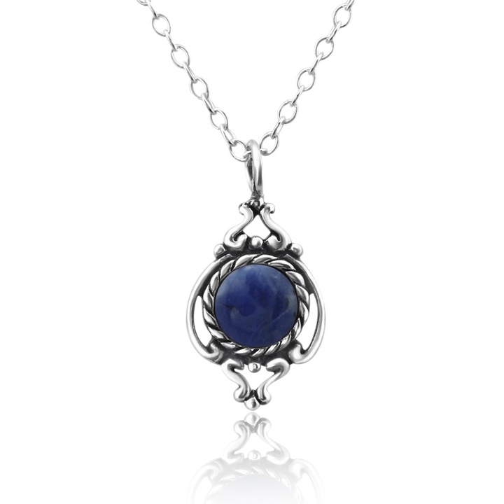 Colier Treasure, Silver Berry, Oxidat, decorat cu Sodalit
