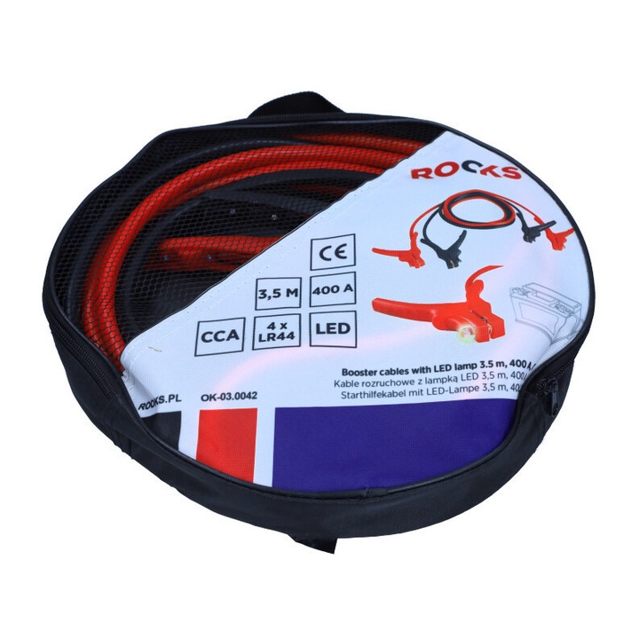 Indítókábelek, Rooks, fénnyel, 3,5 m, 400A