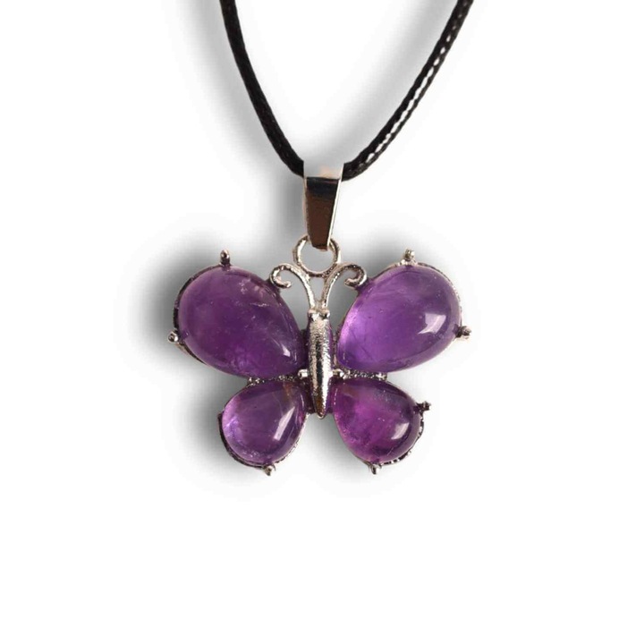 Colier ajustabil fluture cu ametist - Protectie si Eleganta