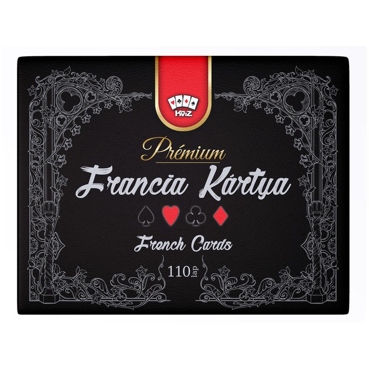 Set carti de joc Kviz, premium, 110 hartie, negru, pentru familie