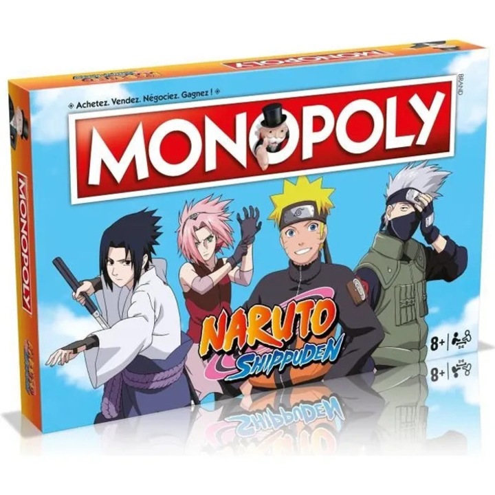Joc de societate/board game Monopoly Naruto Shippuden, editie tematica, pentru 2-8 jucatori, 8+ ani, Multicolor, 1 set