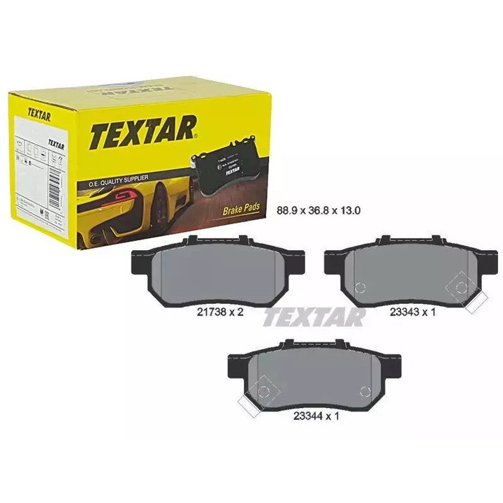 Textar fékbetétek, 88,9x36,8x13mm, Honda Jazz 02-/08-/City/Civic 95-/CRX 92-