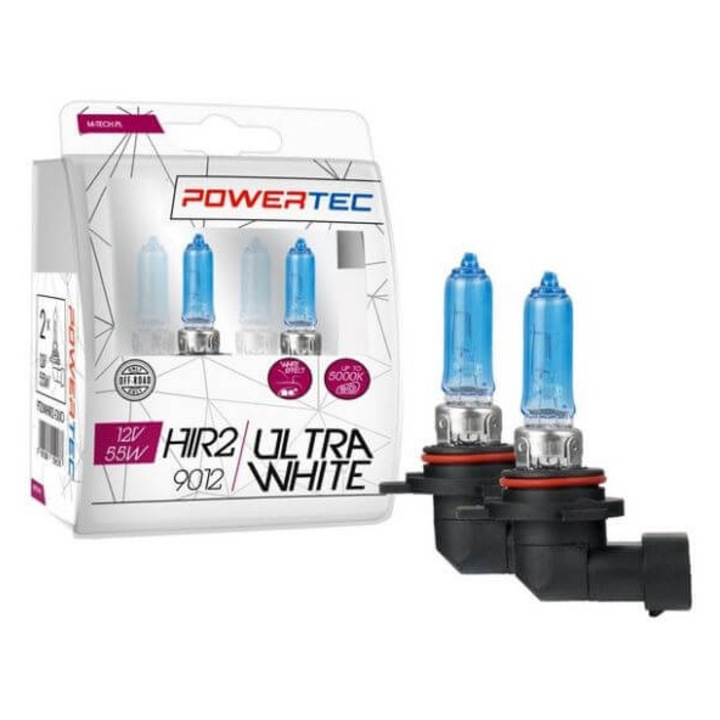 Set 2 bucati becuri auto PowerTech Ultra White HIR2 12V, 55W
