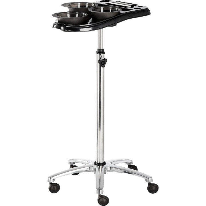 Masa de coafură Calissimo, asistent de salon pe roți, negru, 28x43x70-110cm