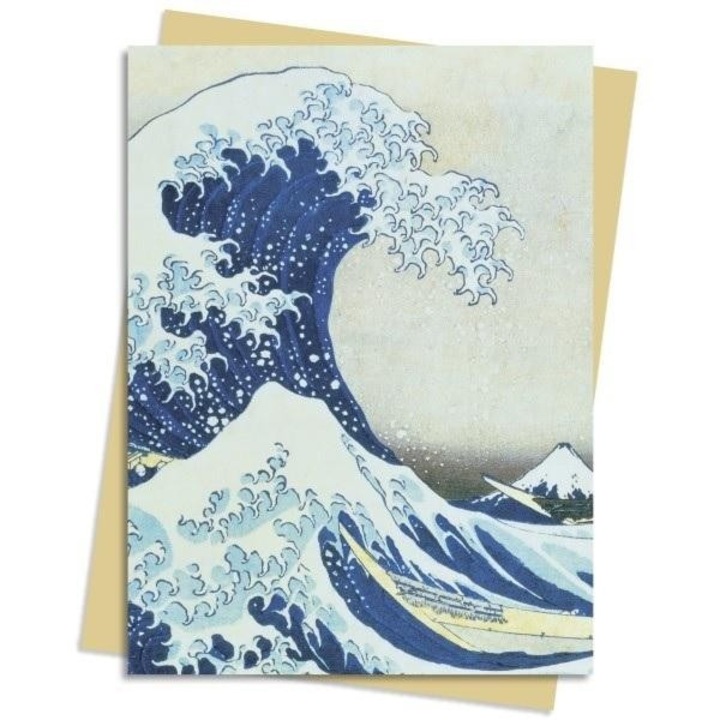Karnet B6 Wielka fala w Kanagawie Hokusai Katsushi, set cu envelopa, 141x184mm, folia