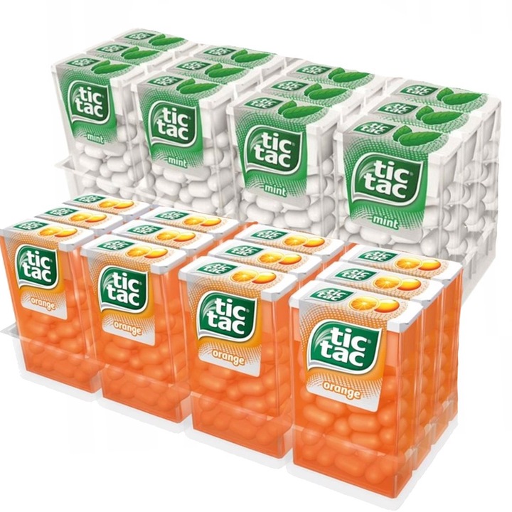 Set bomboane Tic Tac, aroma menta/portocale, 24 bucati, 18 g