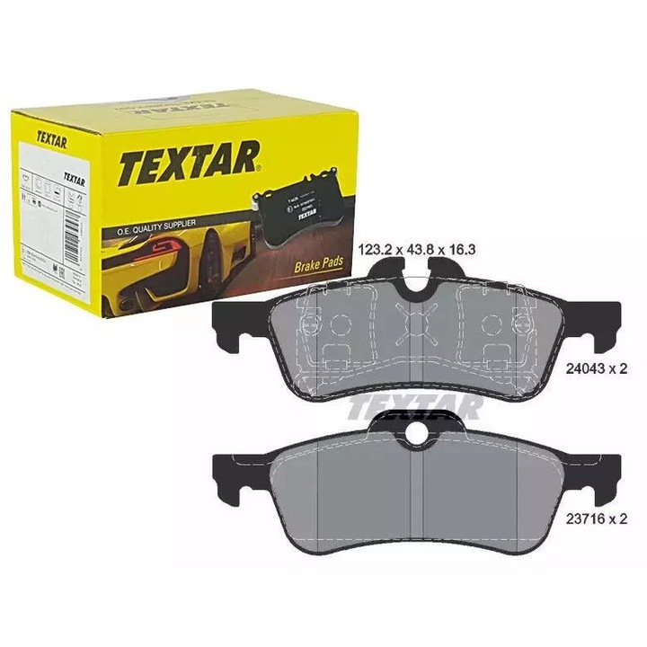 Fékbetétek, Textar, MINI Cooper 01-hez, 123x43,6x16,3mm, 0,8kg, hátsó