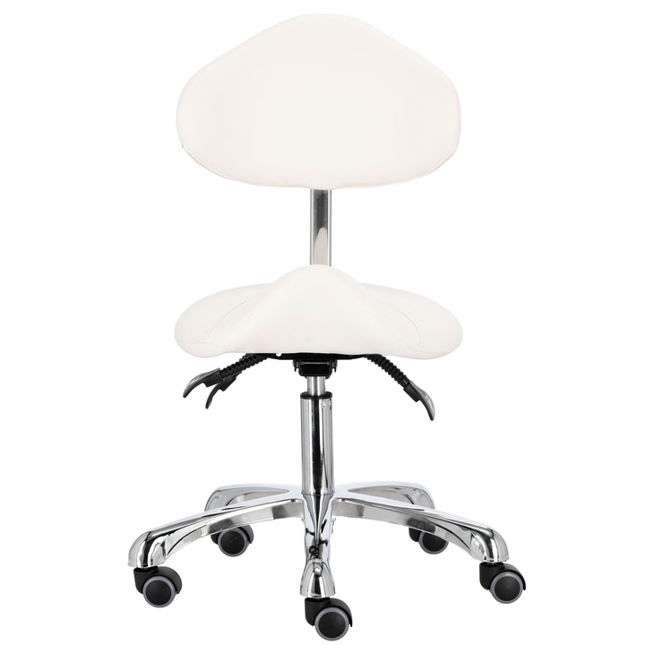 Calissimo kozmetikai szék, háttámlával, állítható magasságú, acél lábazattal, ekológikus bőrrel, 40-55cm