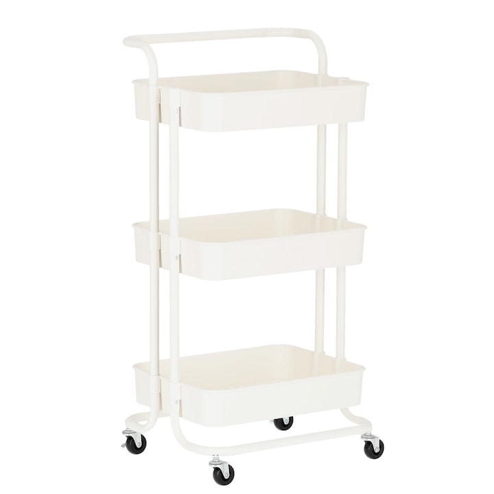Kozmetikai gurulós kocsi, Calissimo, több polcos, fehér, 84x45x32cm