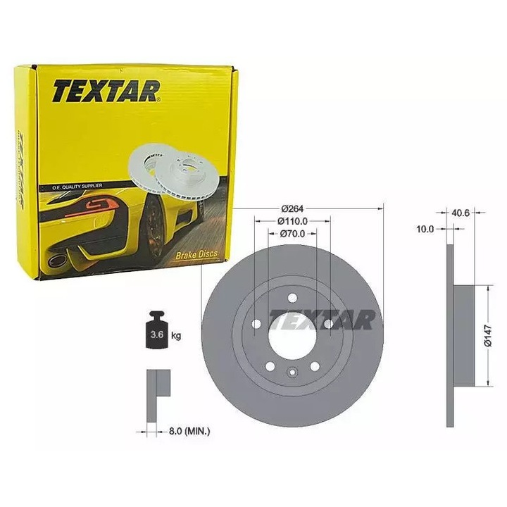 Textar féktárcsa, 264x10x40,6mm, 5/6 lyukú, OPEL CORSA D 1.7CDTI-hez