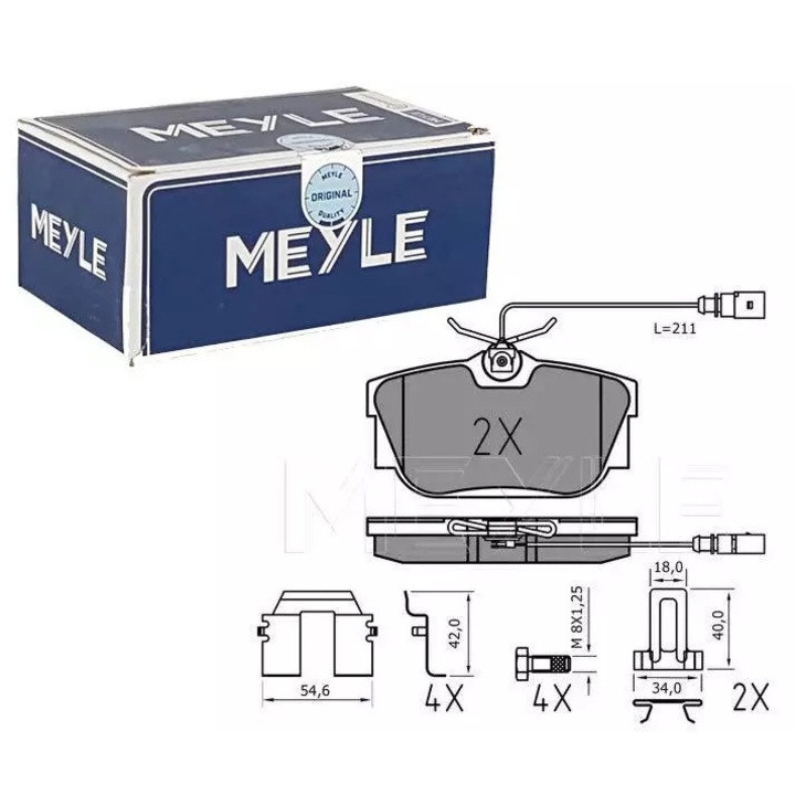 Kloce de frana MEYLE pentru VW Sharan/Galaxy 00-/T4, 94,8x51,2x16,4mm, set cu accesorii