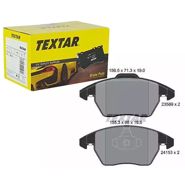 Textar fékbetét készlet autókhoz, 156,5x71,3mm, 2,06kg, első