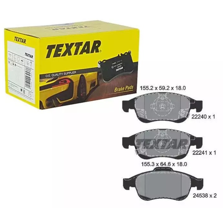 TEXTAR fékbetétek Fiat 500X-hez, 155,3x59,2x18,6mm, 2 kopásjelzővel, Teves rendszer