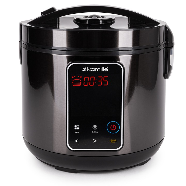 Elektromos multifunkciós főzőedény Kamille KM-6830 – 900 W, 5 L, 24 program – főzés, párolás, melegen tartás