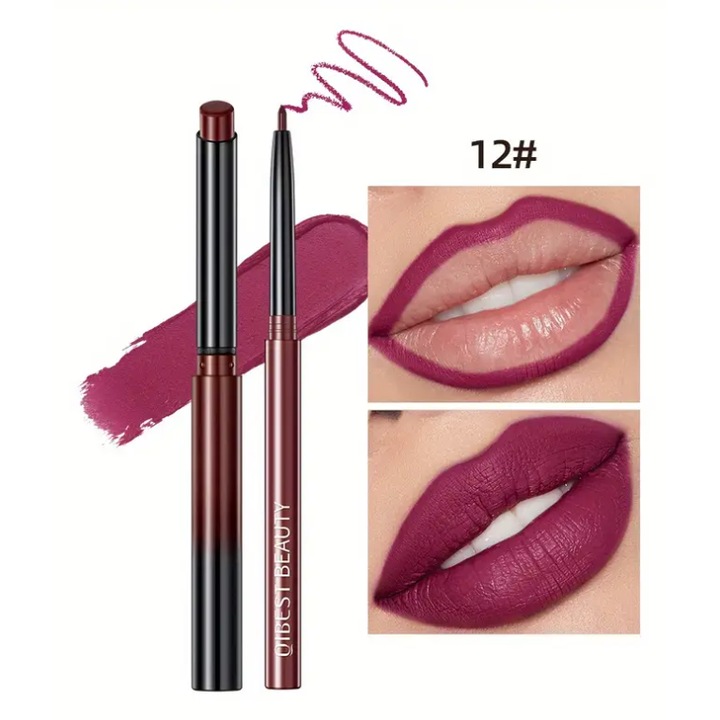 Комплект за устни, състоящ се от молив за устни и твърдо червило, ултраустойчиви, пигментирани цветове, цвят 012