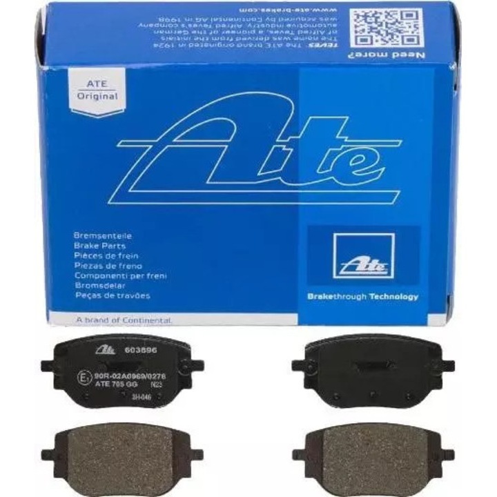 ATE fékbetétek, Citroen Jumpy/Spacetourer 1,5-2,0 BlueHDI 16 modellekhez, méretek 113,4x52,6x17,3mm, 4 csavar