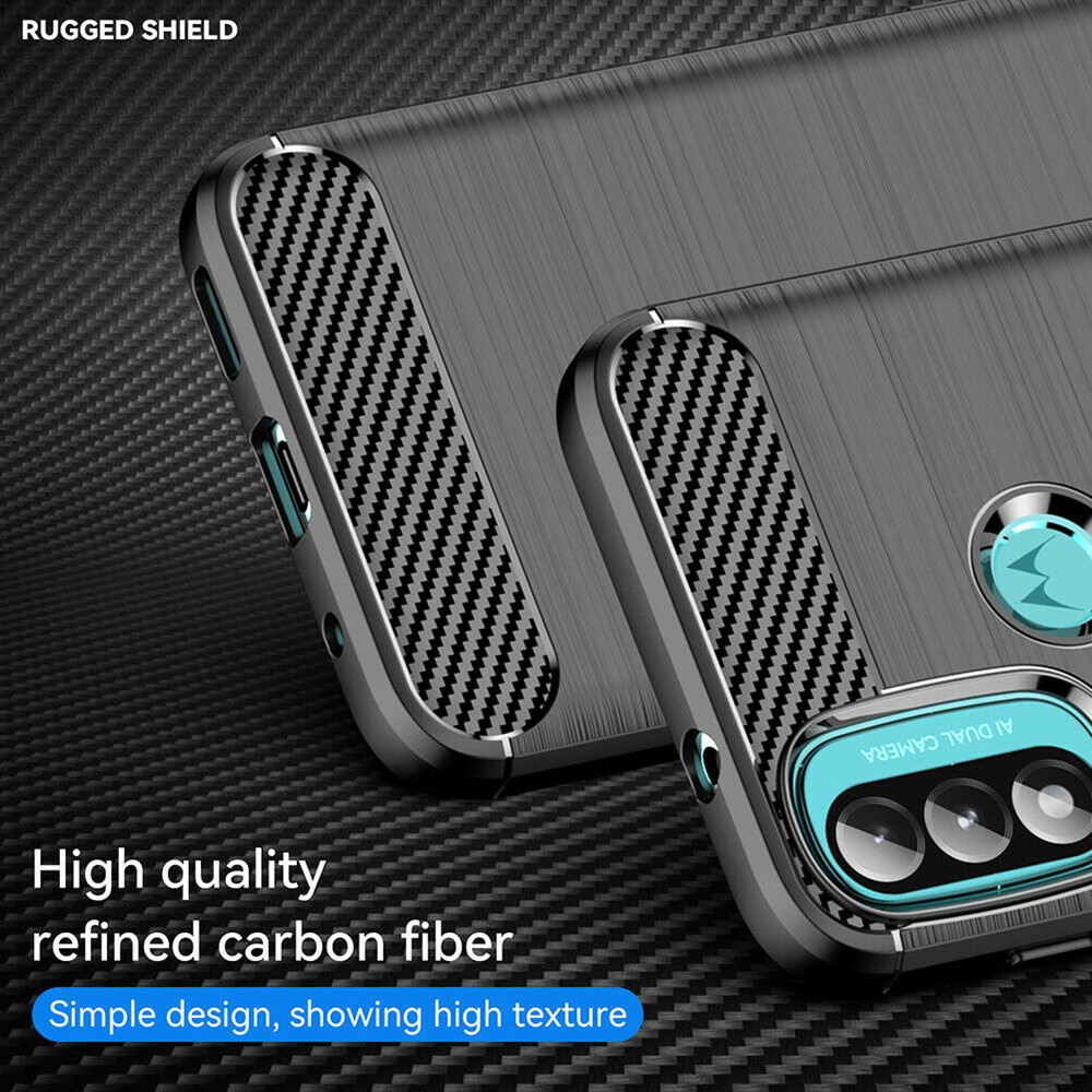 Husa pentru Motorola Moto E20, Moto E30, Moto E40, Techsuit Carbon Silicone, Black