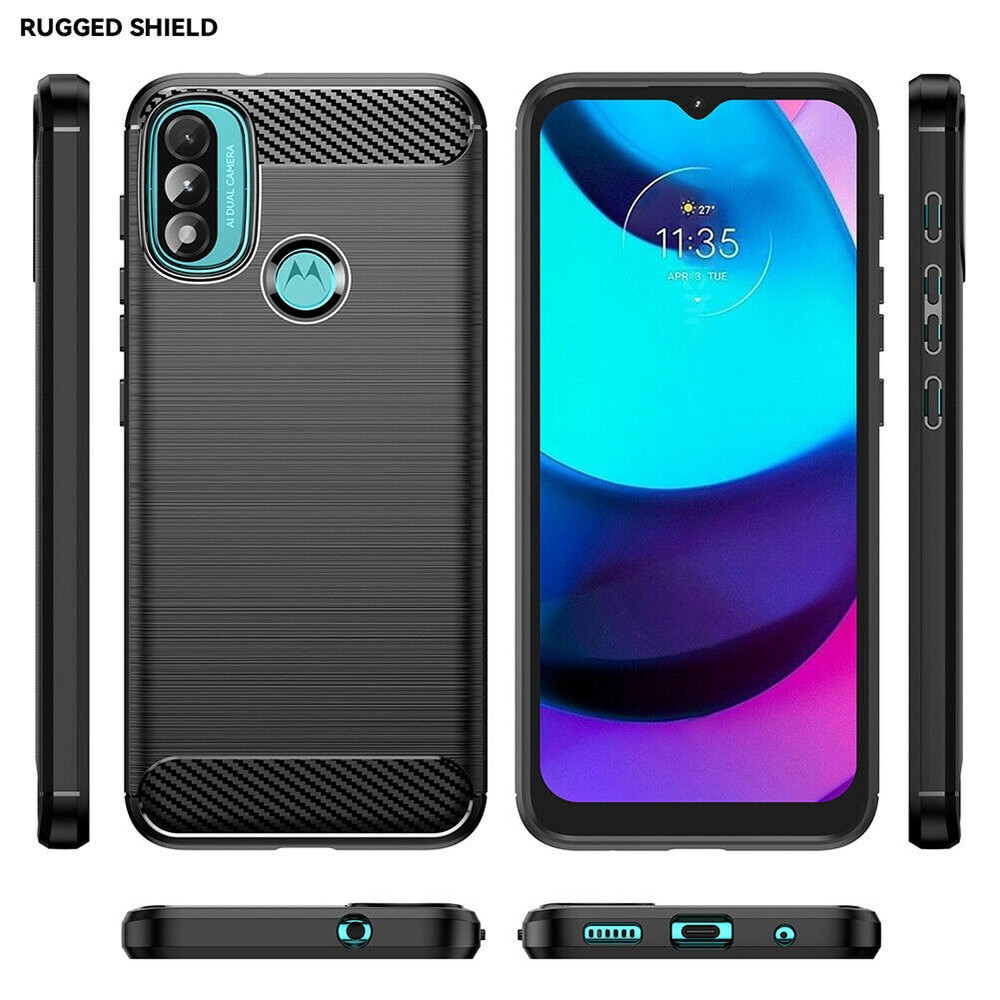 Husa pentru Motorola Moto E20, Moto E30, Moto E40, Techsuit Carbon Silicone, Black