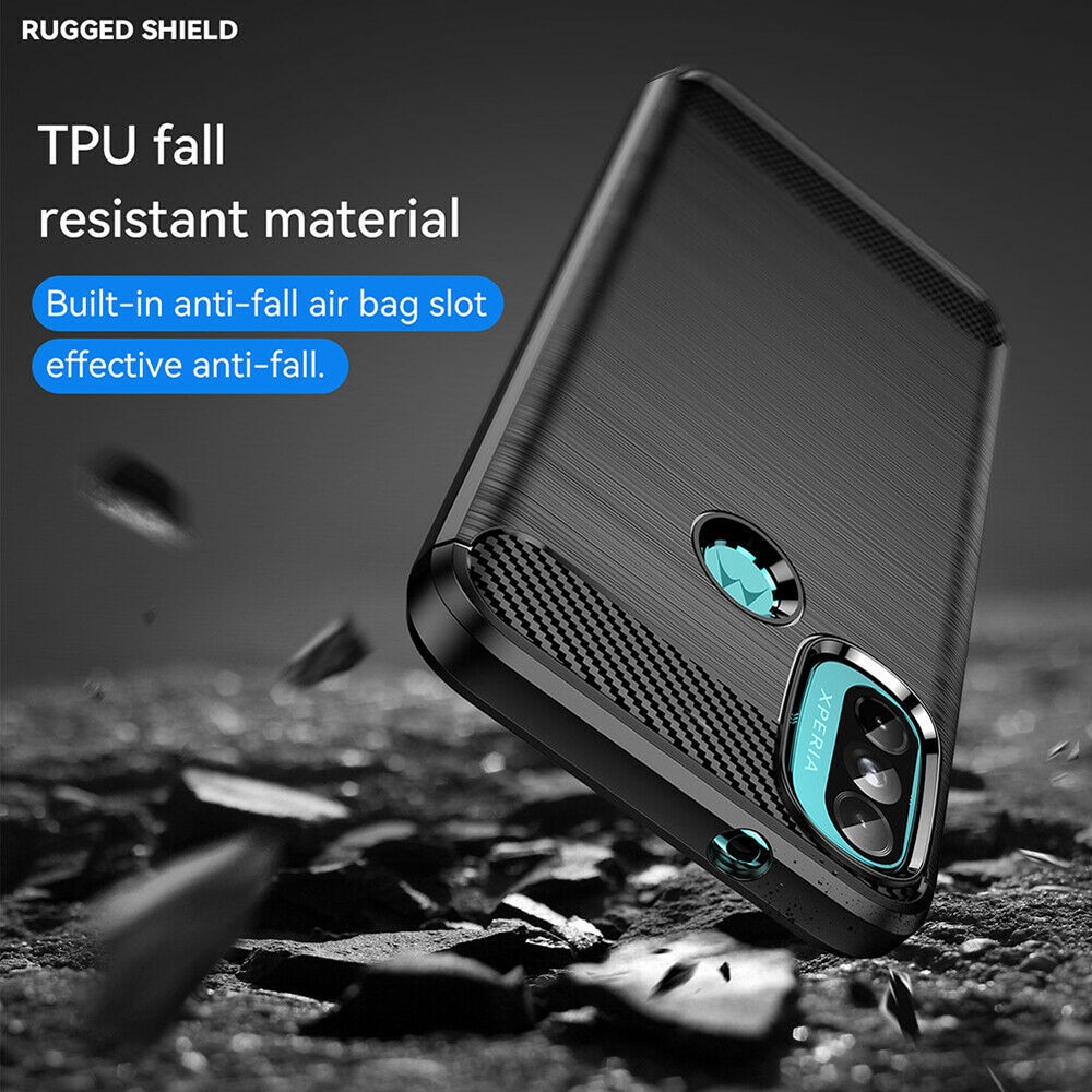 Husa pentru Motorola Moto E20, Moto E30, Moto E40, Techsuit Carbon Silicone, Black