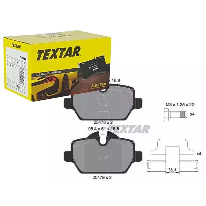 Fékbetétek, MINI Cooper 10-hez és Countrymanhez, 95,4x44,6x16,8mm, Tyl