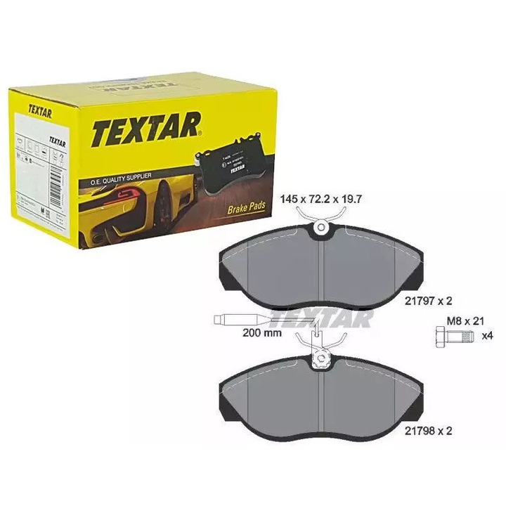 Első fékbetét készlet, Textar Fiat Ducato 94-hez 145x72,2x19,7mm