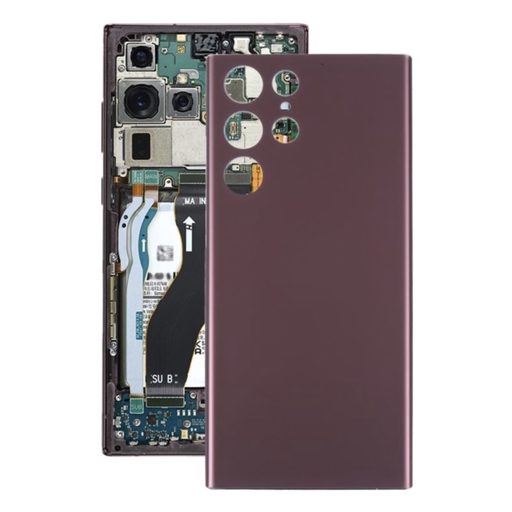 Заден капак съвместим със Samsung Galaxy S22 Ultra 5G, стъкло, Вишневочервен